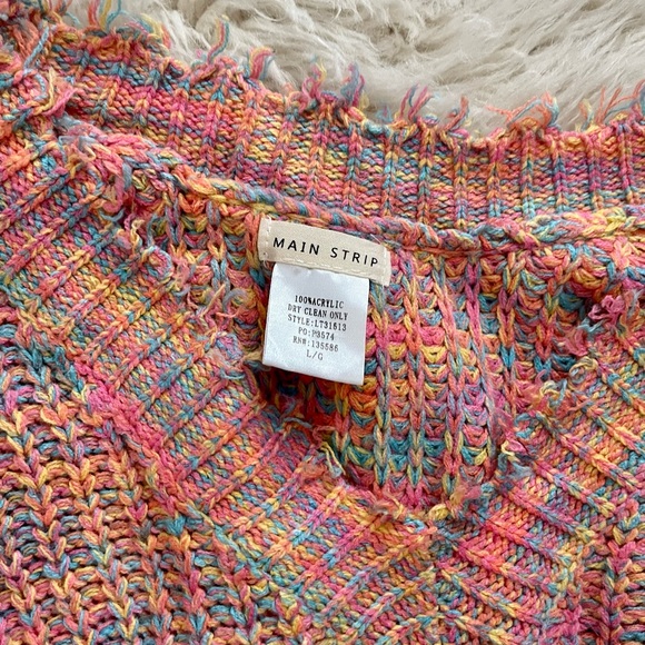 Large Multi Color Oversized V-Neck Sweater - Picture 2 of 4